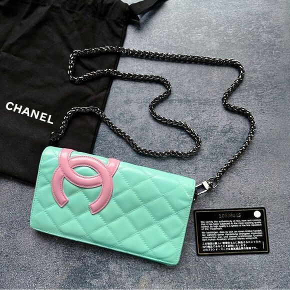 CHANEL Handbags - ᴇᴜᴄ 2005 ᴀᴜᴛʜᴇɴᴛɪᴄ ᴄʜᴀɴᴇʟ ᴄᴀᴍʙᴏɴ ʏᴇɴ ʙɪ-ꜰᴏʟᴅ ʟᴏɴɢ ᴡᴀʟʟᴇᴛ ᴏɴ ᴄʜᴀɪɴ ᴜᴘᴄʏᴄʟᴇ